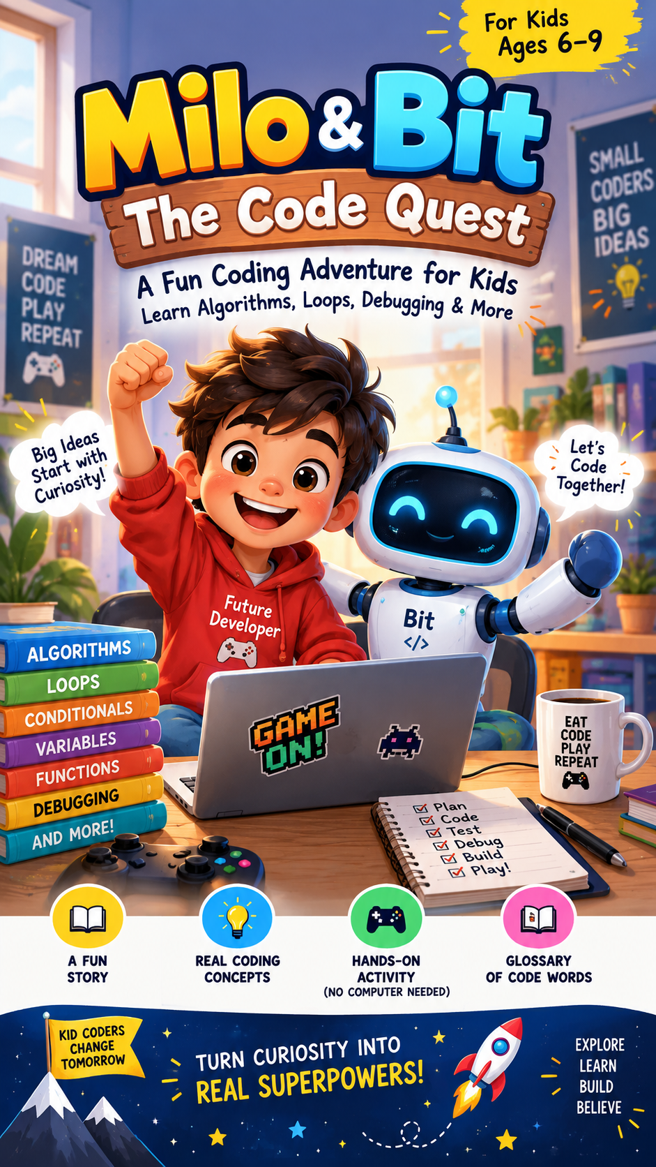 Story: Memorable robot-led coding adventure concept