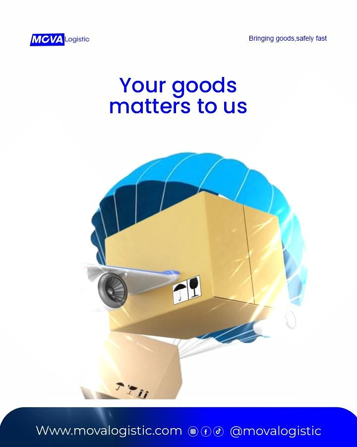 Movers & Packers creative ad: Box with parachute: safe delivery metaphor