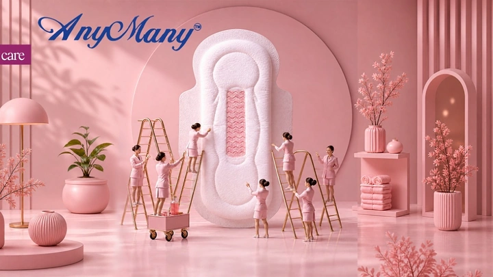 Period Care & Feminine Hygiene creative ad: Miniature figures stage giant pad