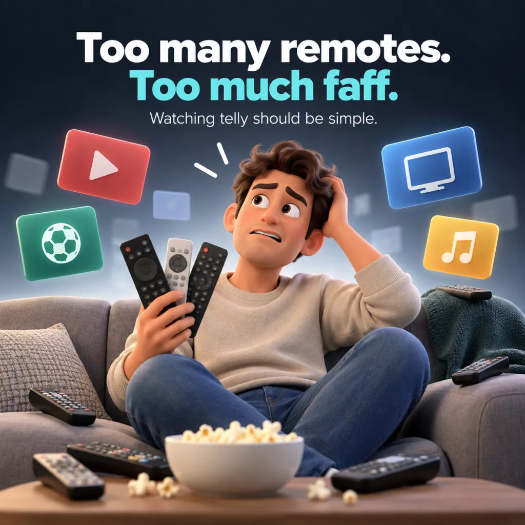 Instagram post: Funny remote-control overload visual metaphor