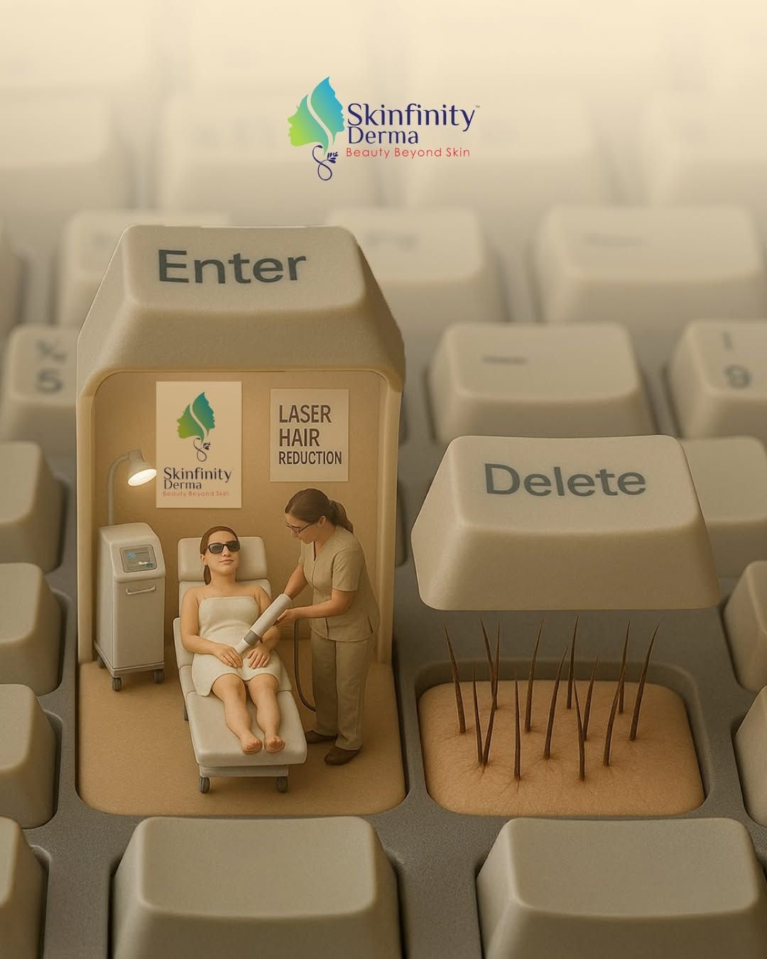 Instagram post: Keyboard delete key for hair removal