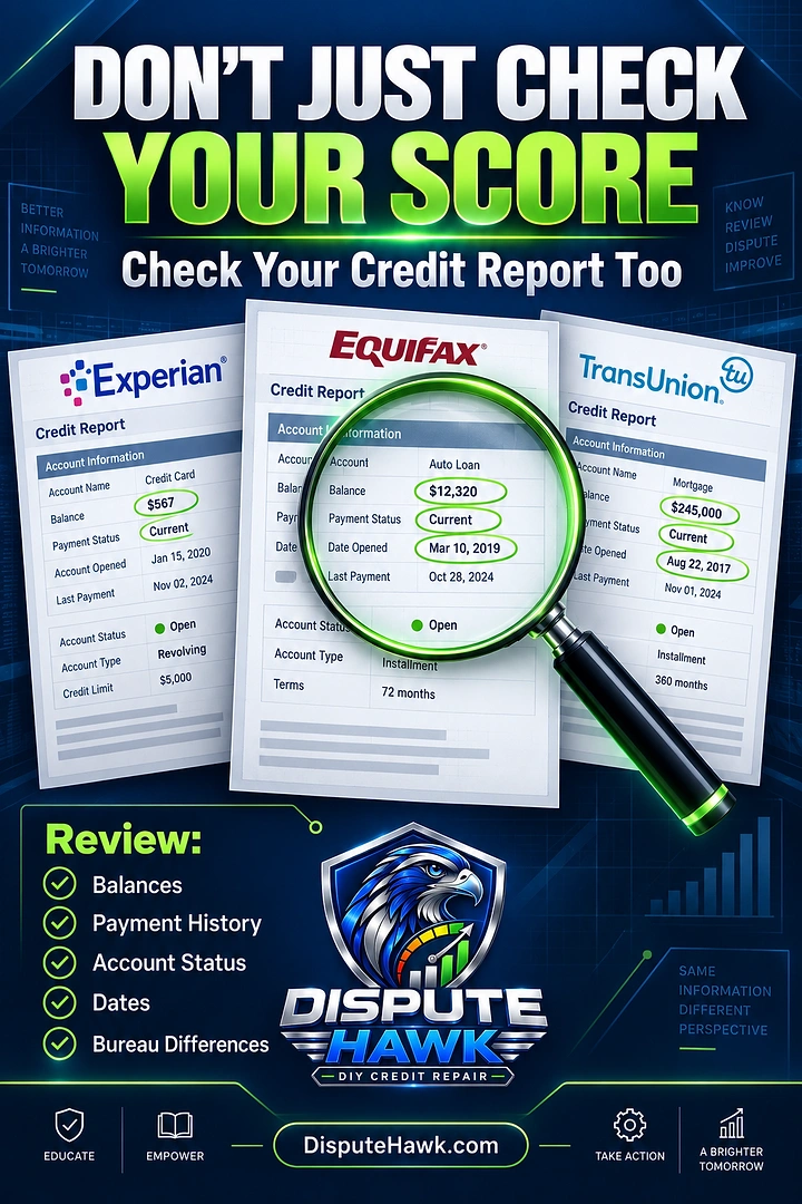 Credit Repair & Credit Score Services creative ad: Magnifying glass makes checking score literal