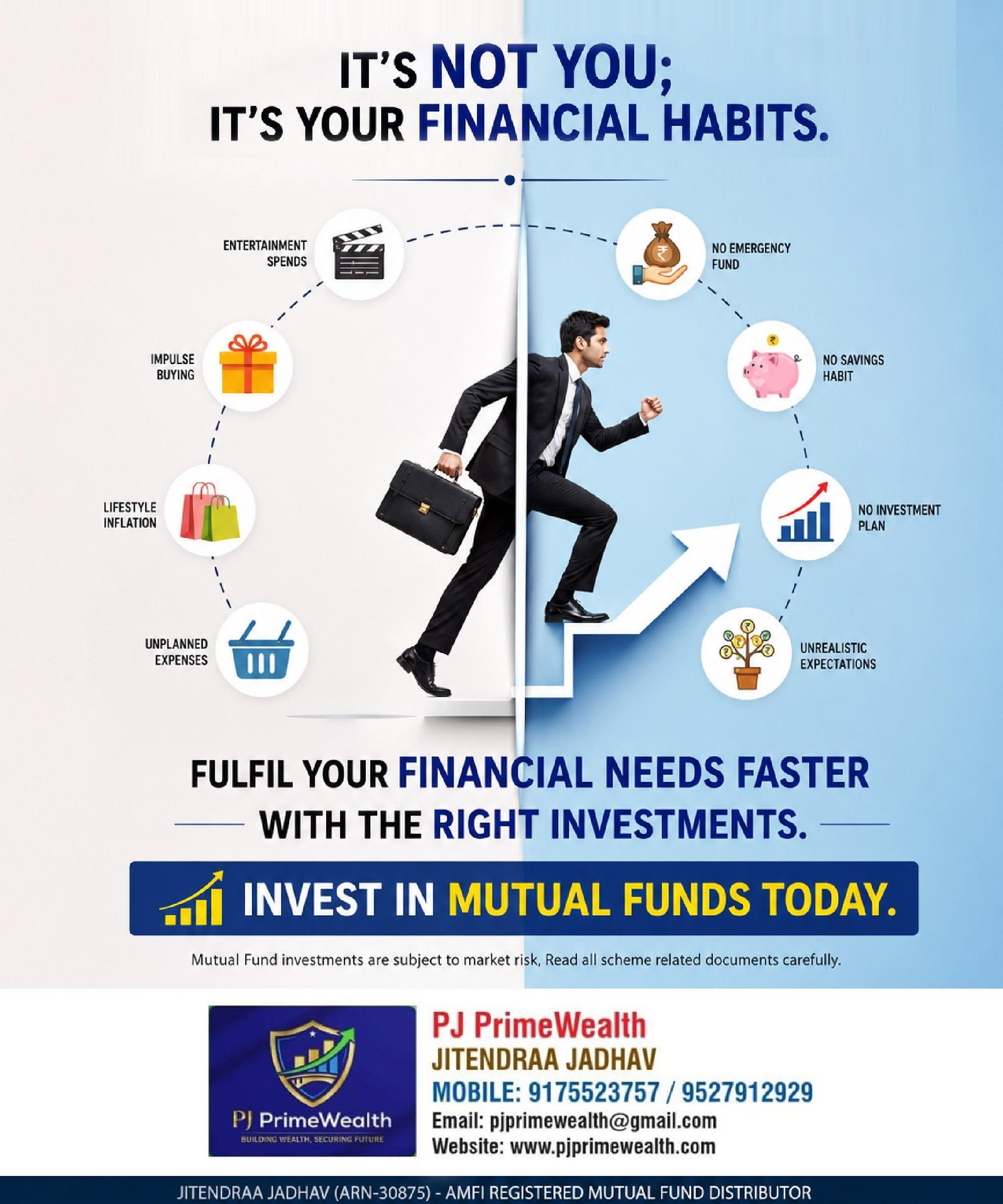 Instagram post: Split scene: bad habits versus investing