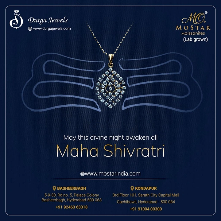 other-festival creative ad: Diamond pendant set as the tilak on a tripundra outline