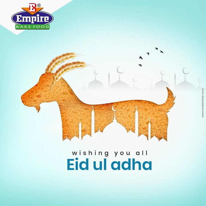 Eid creative ad: Goat silhouette made of bread texture with wheat horns
