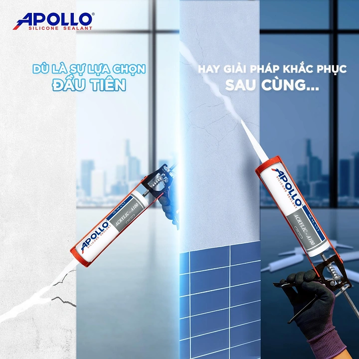 Waterproofing creative ad: Sealant repairs a visibly cracked wall