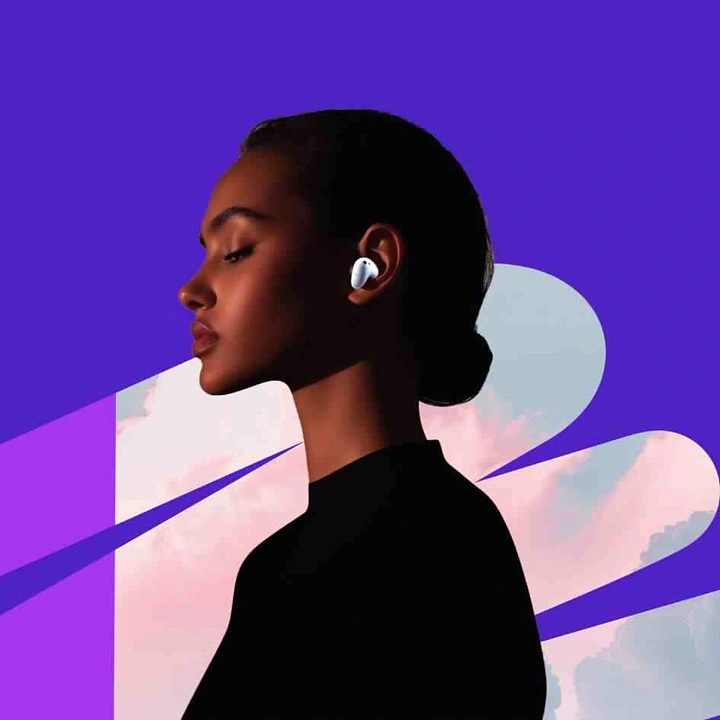 Headphones & Speakers creative ad: Abstract sound waves create graphic product world