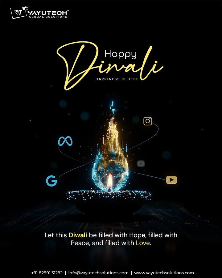 Diwali creative ad: Social media icons forming diya flame