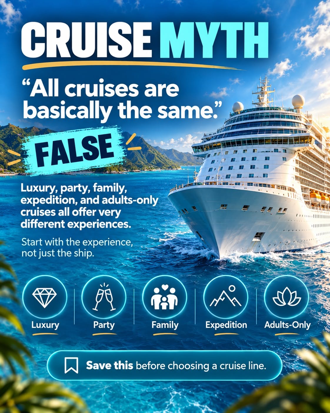 Instagram post: Myth-busting infographic with clear cruise argument, slide 1