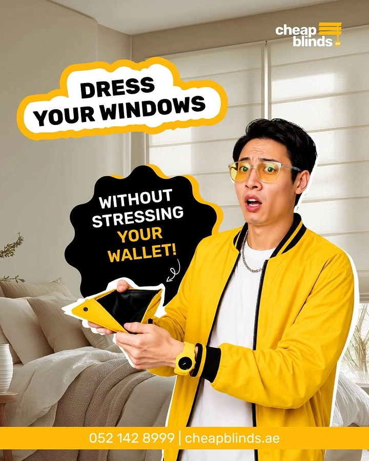 Curtains & Blinds creative ad: Witty dress-your-windows wallet metaphor