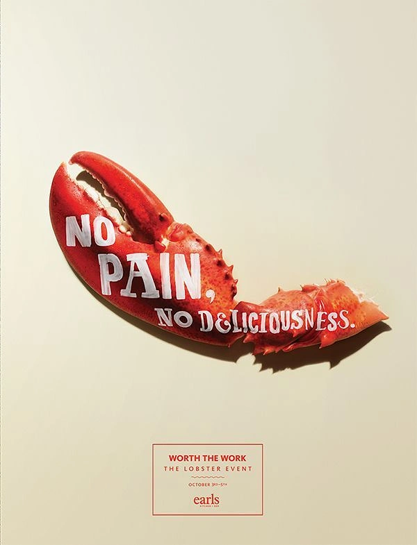 Seafood Restaurants creative ad: Lobster-shaped pun delivers memorable restaurant message