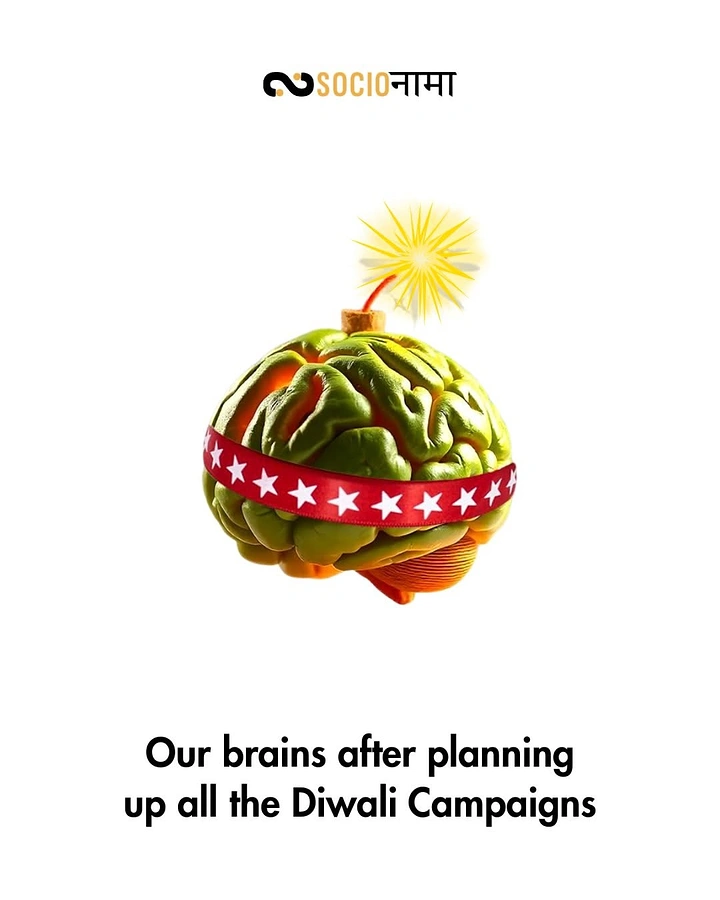 Diwali creative ad: Brain styled as a Diwali cracker bomb with lit fuse