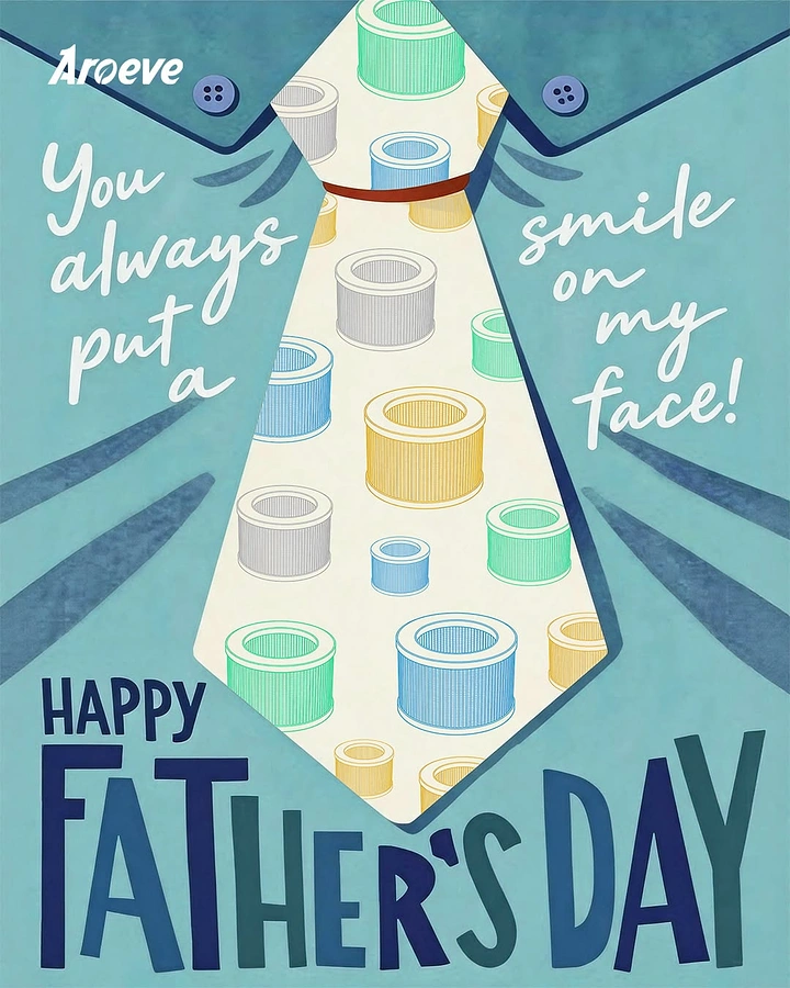 Father's Day creative ad: Illustrated shirt collar and tie patterned with air purifier filters