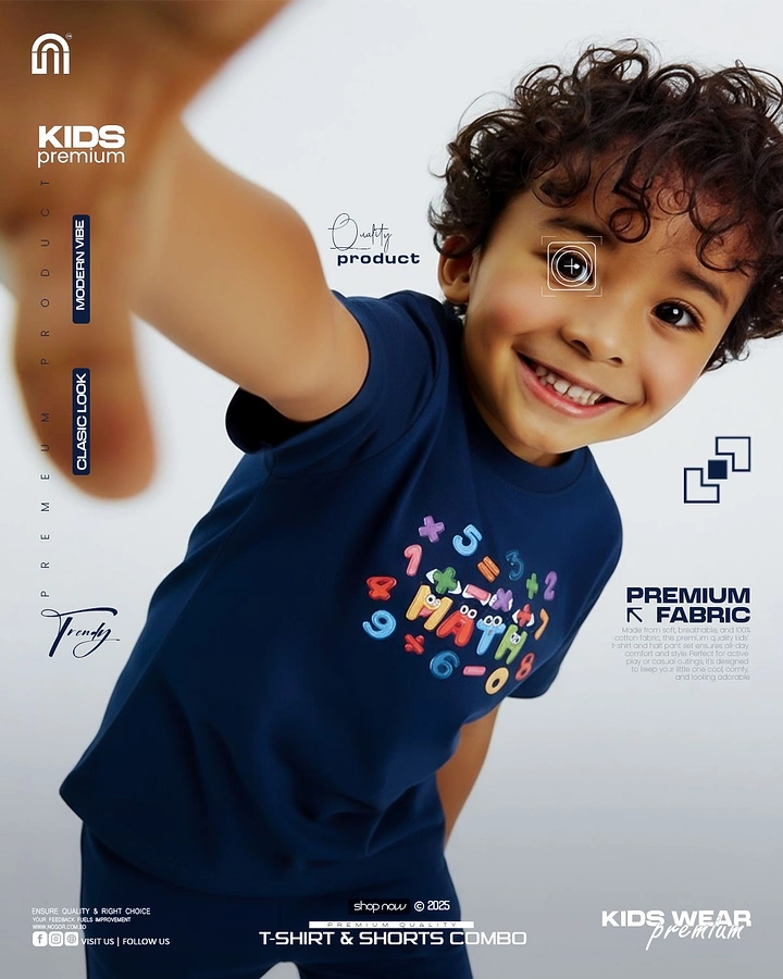 Kids Clothing creative ad: Kid reaching out of frame, dynamic