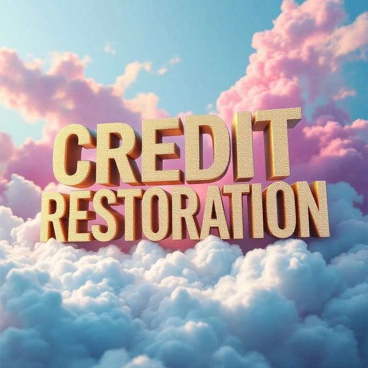 Credit Repair & Credit Score Services creative ad: Credit restoration floats through dramatic clouds