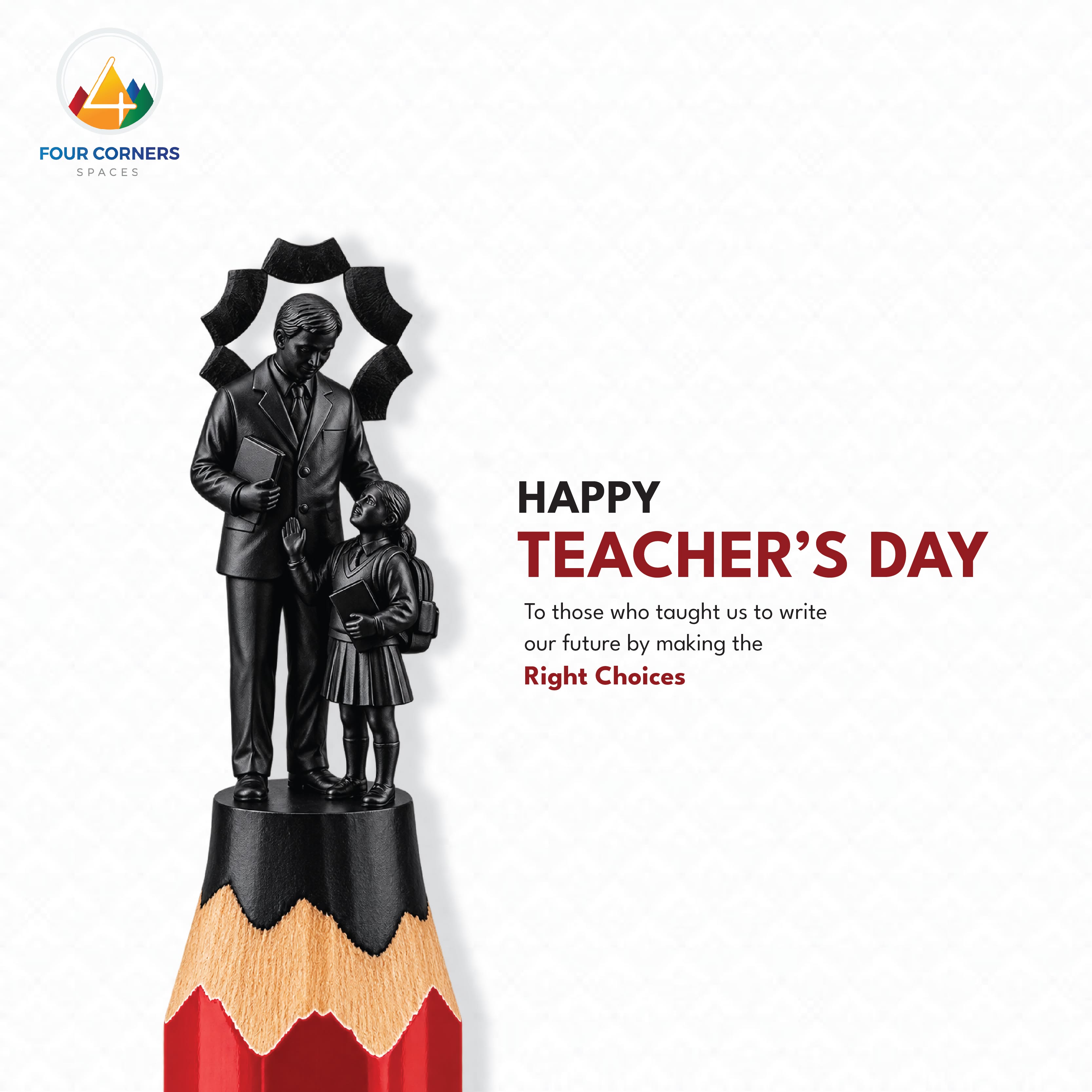 Carved graphite pencil tip sculpted into teacher guiding a schoolgirl