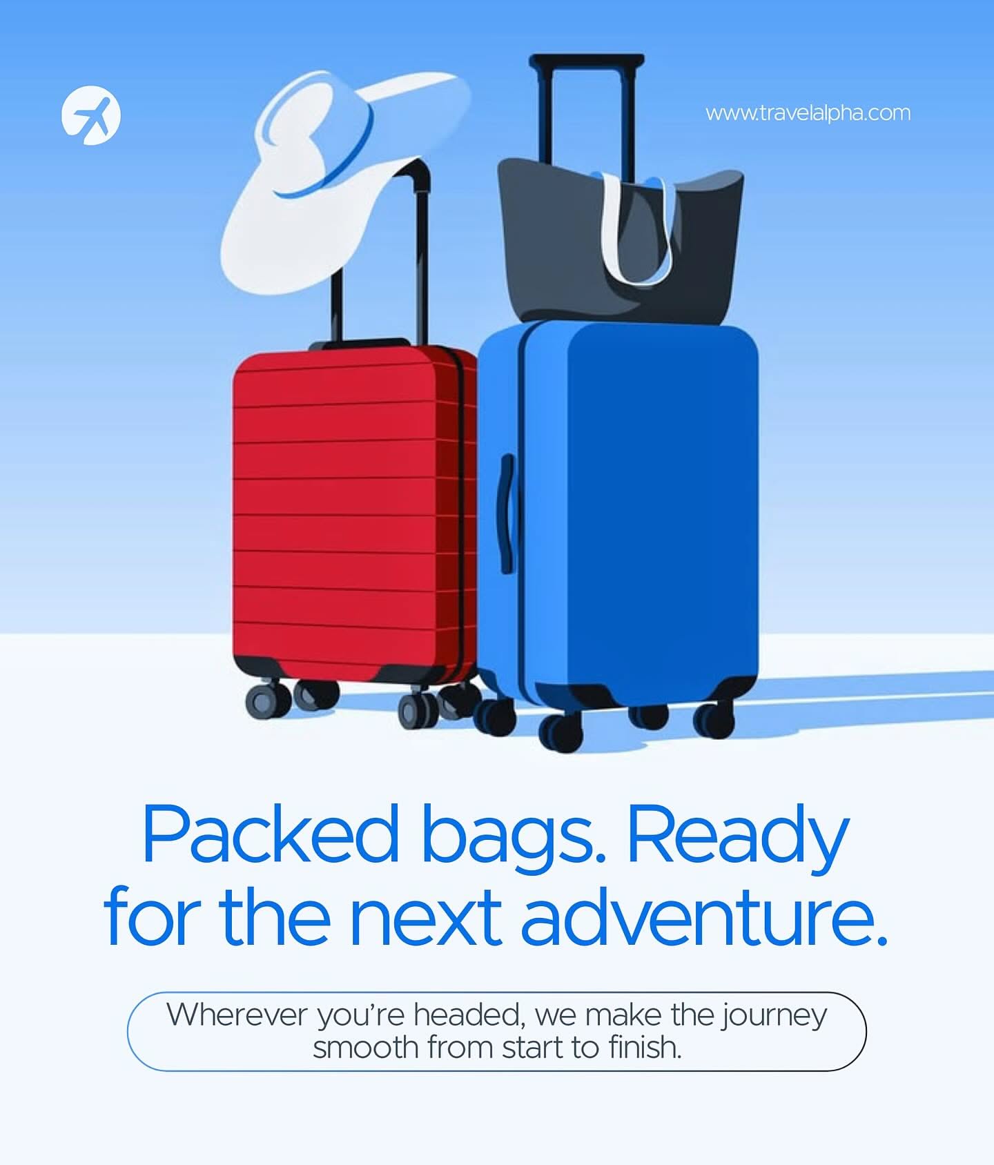 Carousel: Flat-illustrated travel scenes: mirror, luggage, airport, slide 3