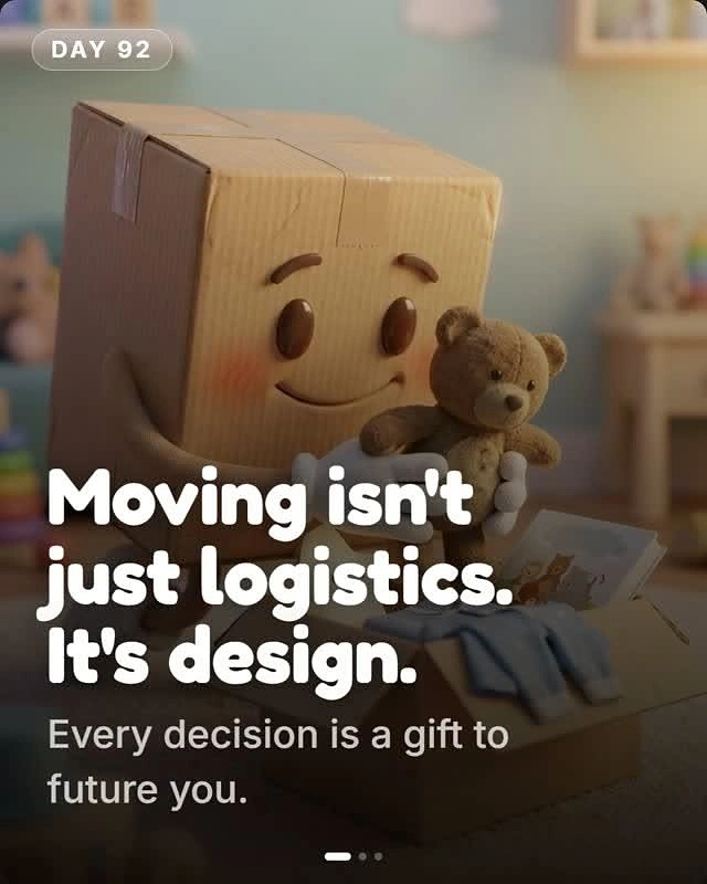 Movers & Packers creative ad: Smiling cardboard box character, witty copy