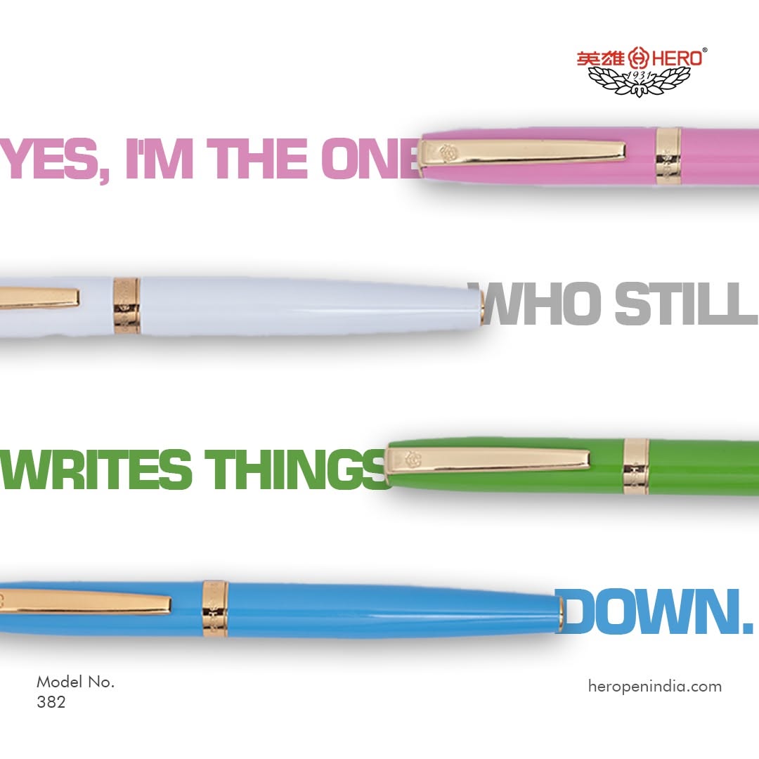 Instagram post: Witty copy celebrates analog writing