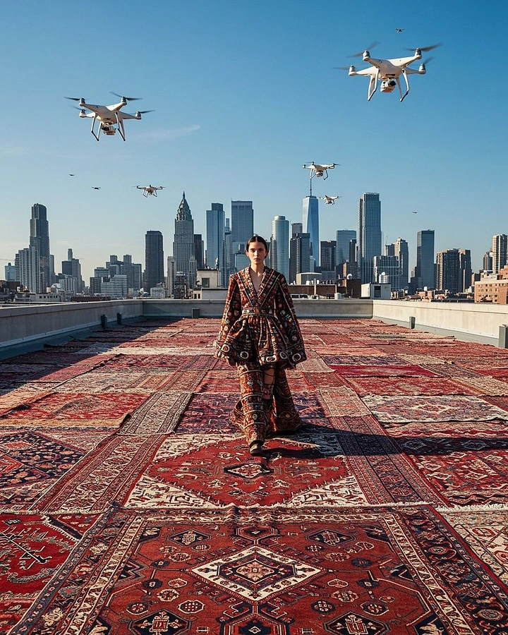 Rugs & Carpets creative ad: Rugs become a rooftop fashion landscape