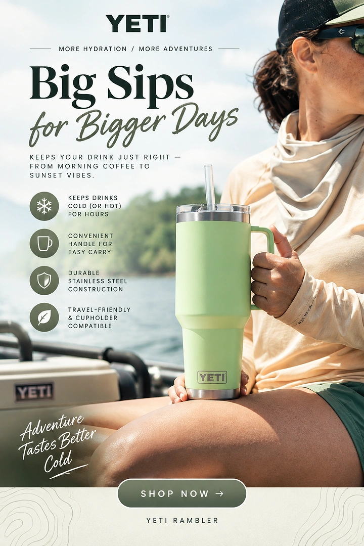 Tumblers, Flasks & Drinkware creative ad: Strong outdoor campaign with memorable scale copy
