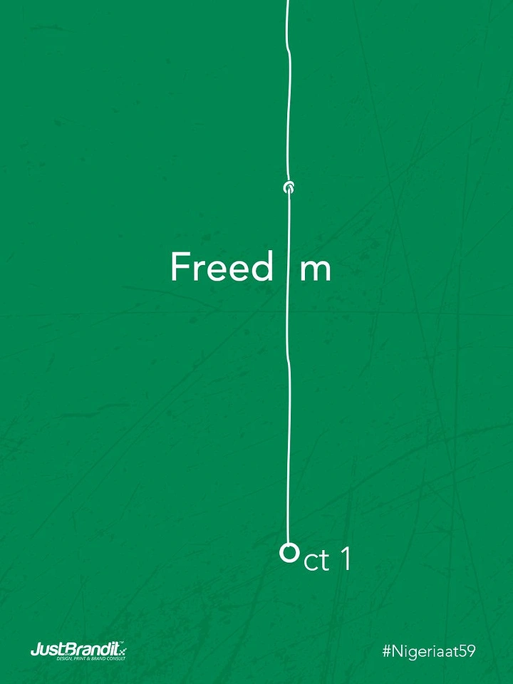 Independence Day creative ad: Single white string line replacing the letter O