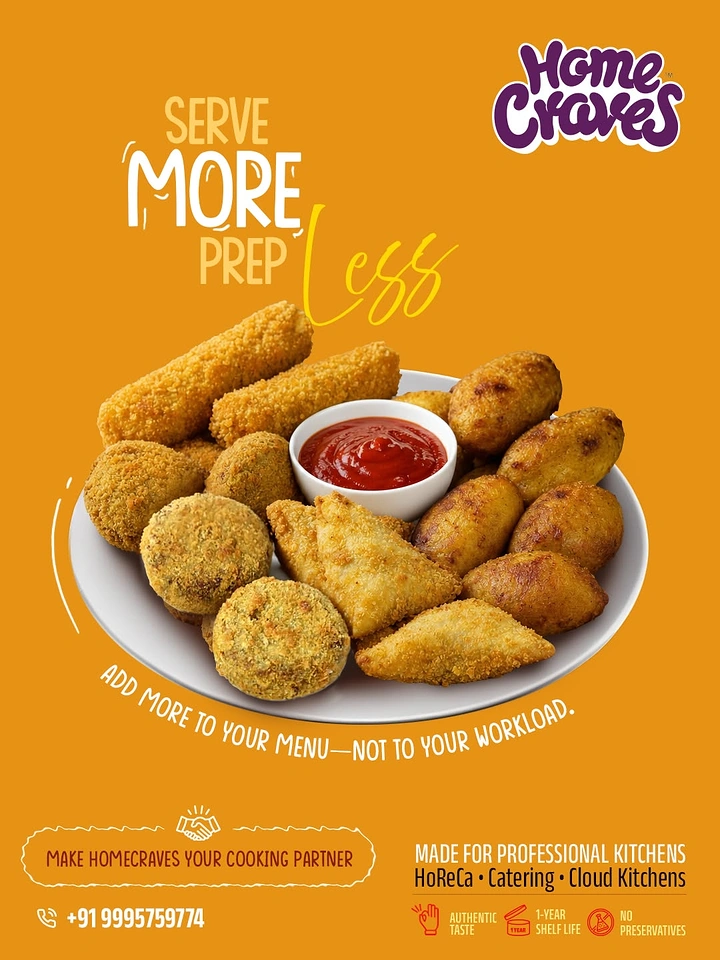 Cloud Kitchens & Food Trucks creative ad: Serve more, prep less wordplay