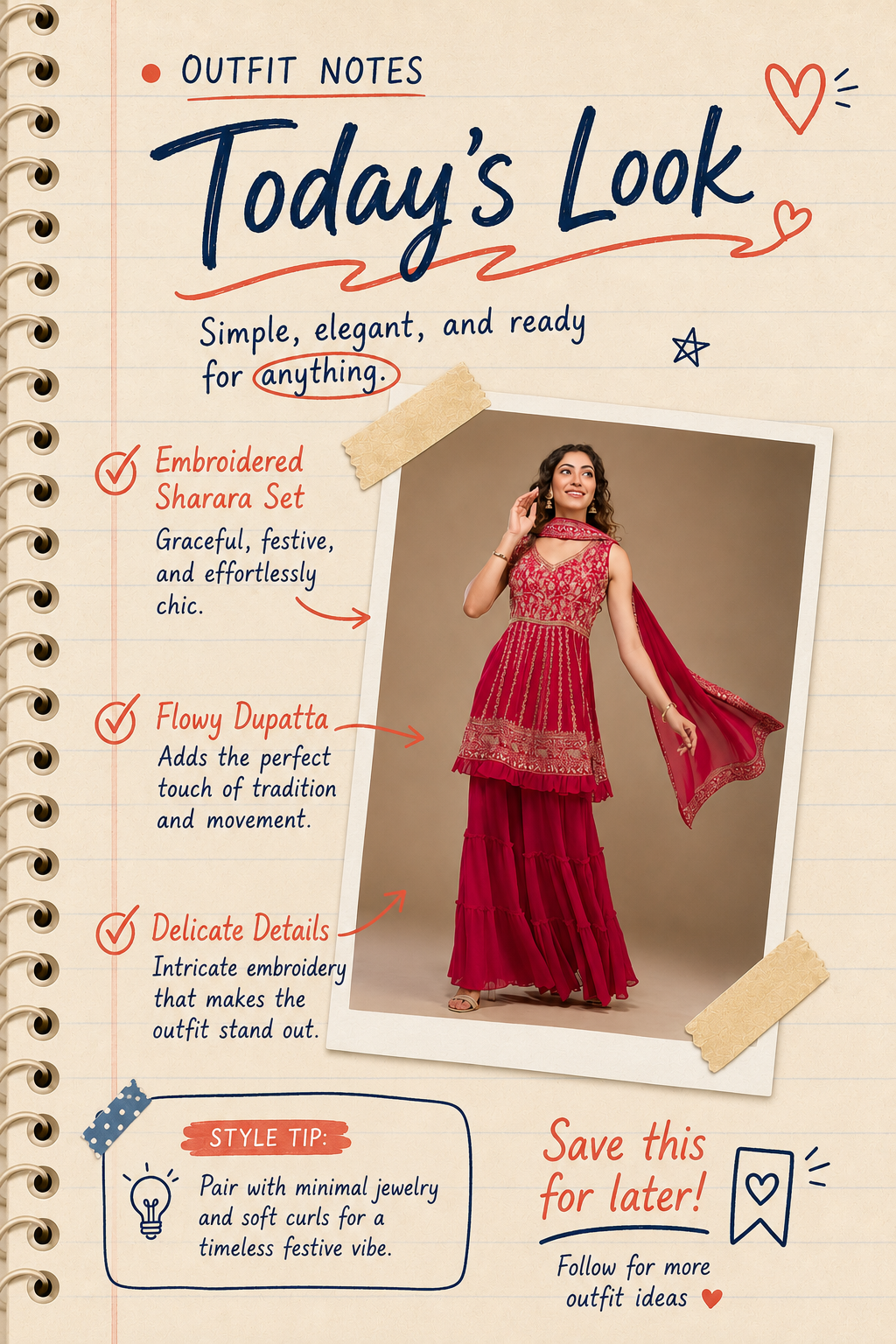 Story: Notebook journal page as outfit notes