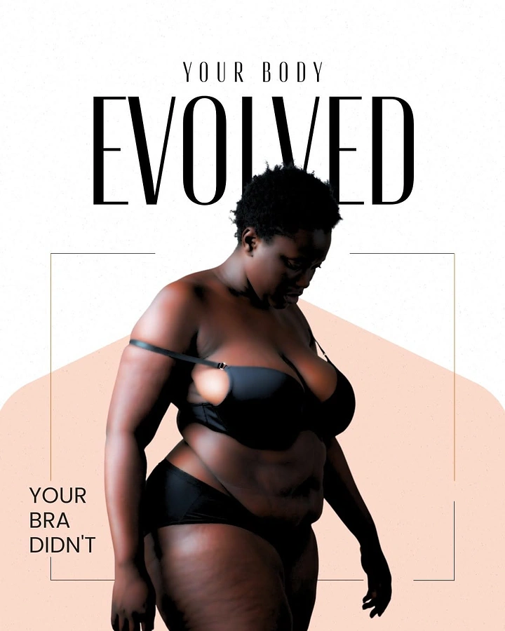 Plus-Size Fashion creative ad: Witty bra-evolution copy creates memorable campaign idea