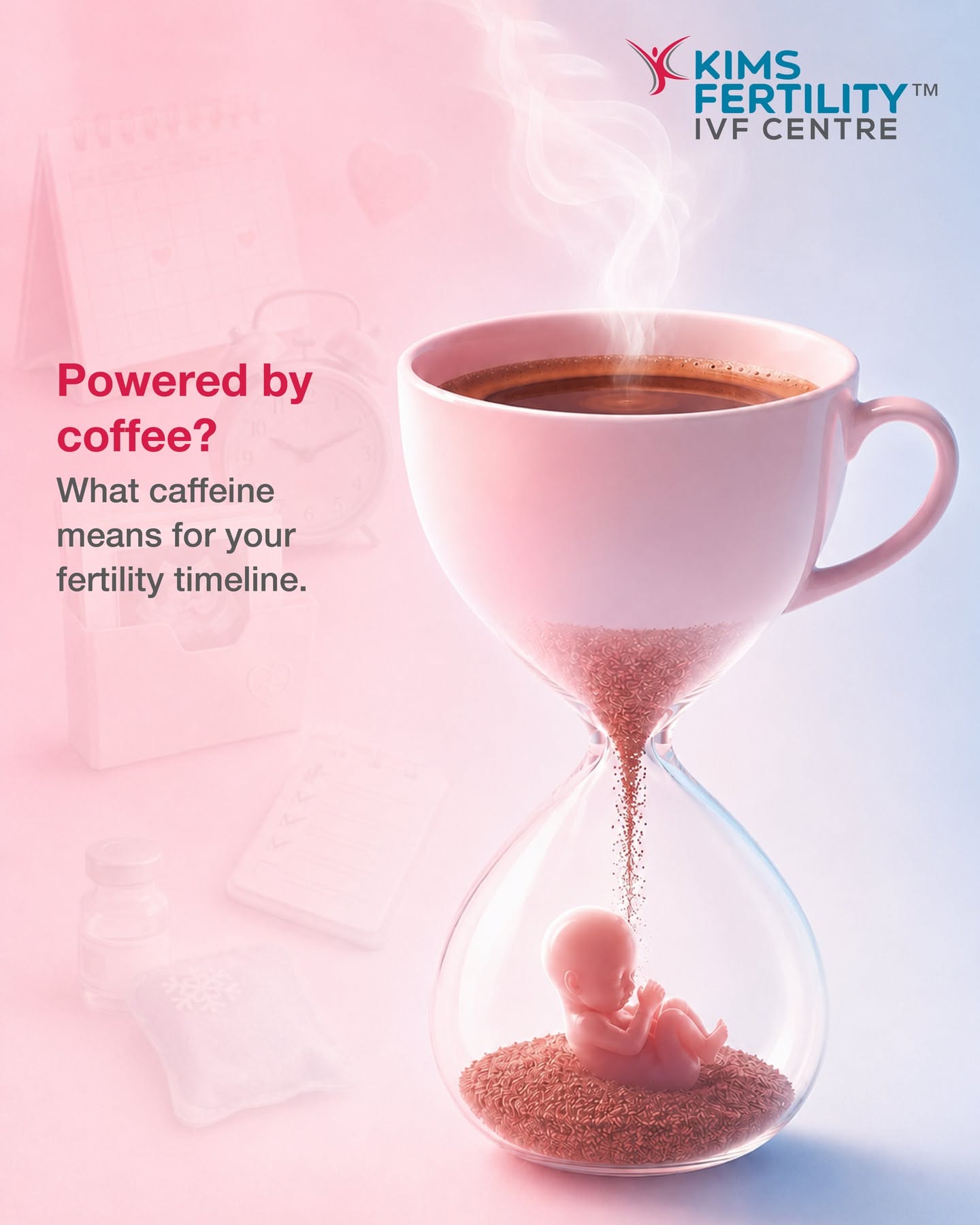 Carousel: Coffee cup merging into an hourglass with a fetus in the lower bulb, slide 1