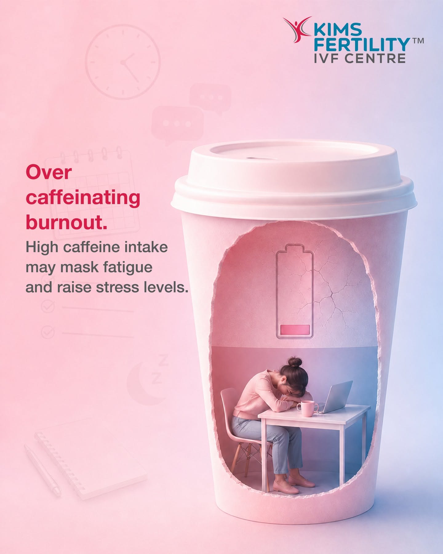 Carousel: Coffee cup merging into an hourglass with a fetus in the lower bulb, slide 2
