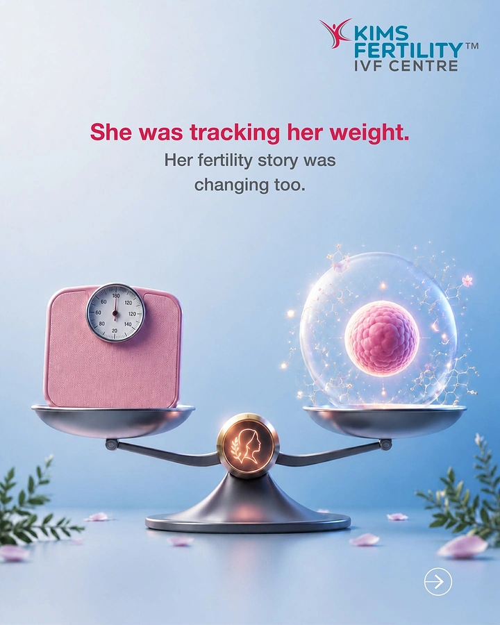 IVF & Fertility Clinics creative ad: Weighing scale balancing embryo, weight metaphor