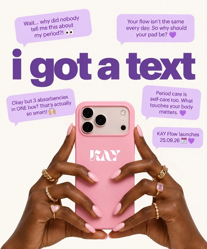 Period Care & Feminine Hygiene creative ad: Period-care text-message campaign concept