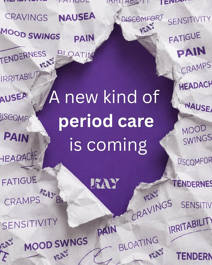 Period Care & Feminine Hygiene creative ad: Torn symptom words create teaser metaphor