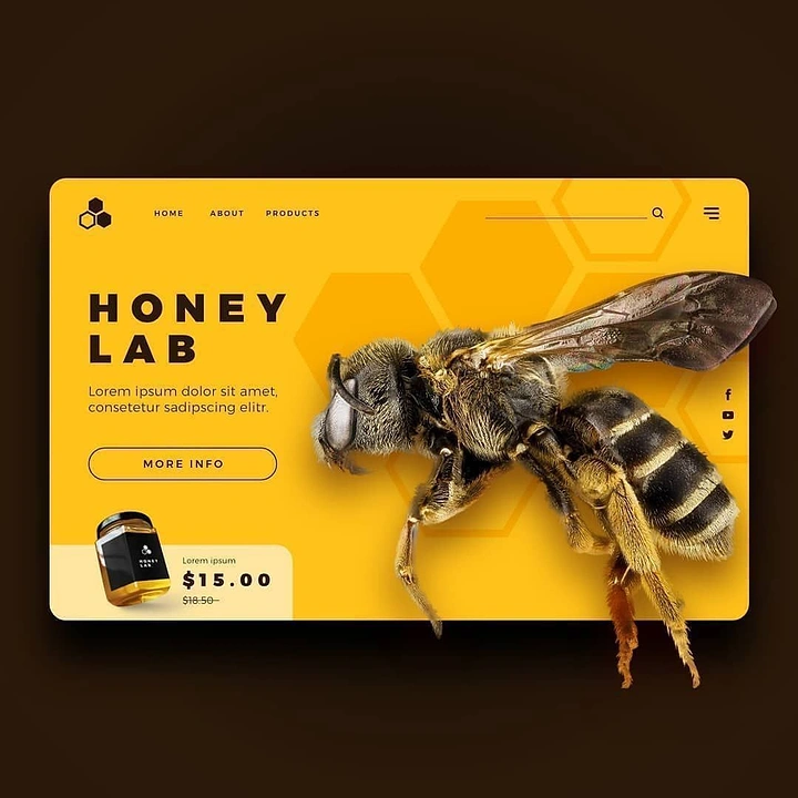 Honey Brands creative ad: Oversized bee punctuates landing-page banner