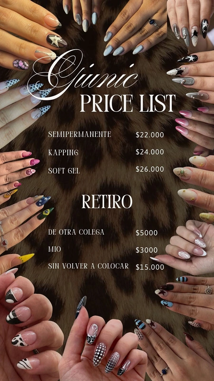 Nail Salons creative ad: Ring of nail-art hands frames price list