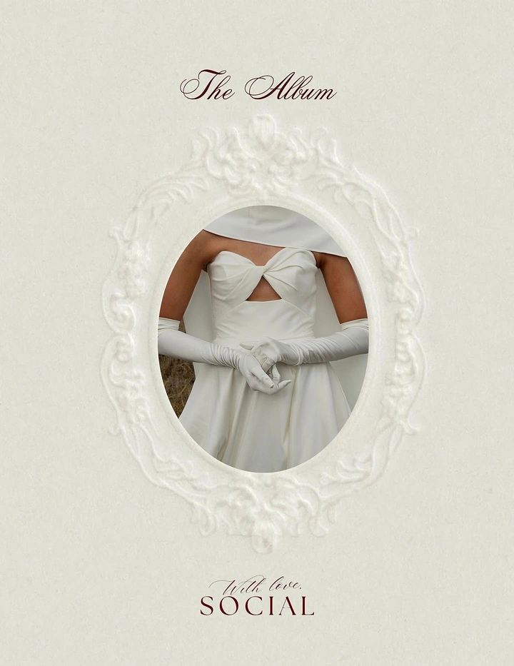Photography creative ad: Embossed vintage frame as wedding album cover