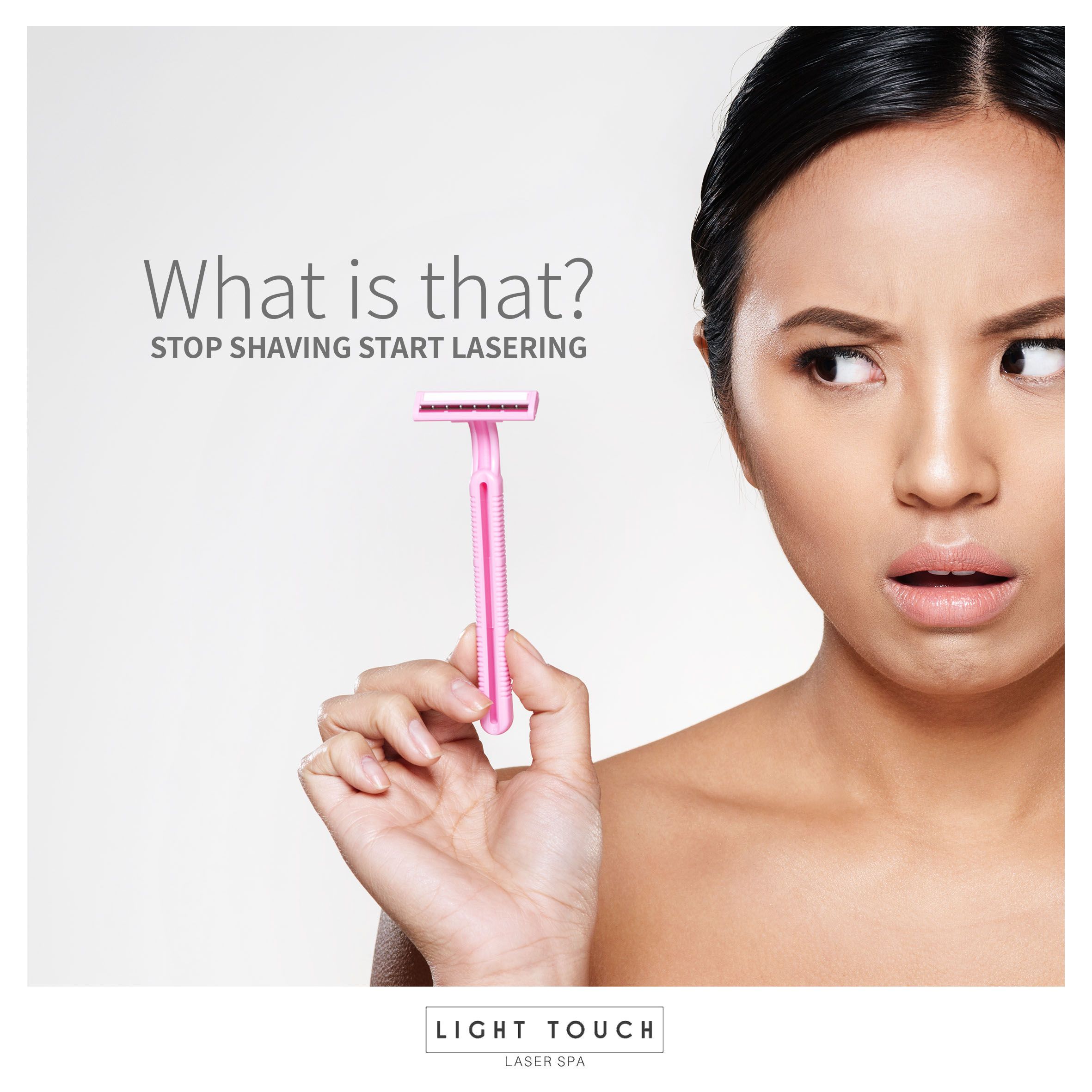 Instagram post: Puzzled model eyeing razor, 'What is that?'