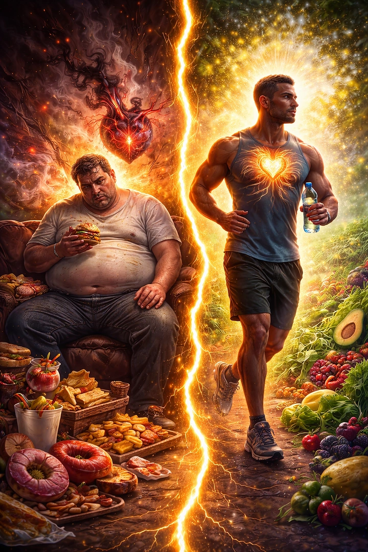 Weight Loss Clinics creative ad: Lightning-split transformation metaphor