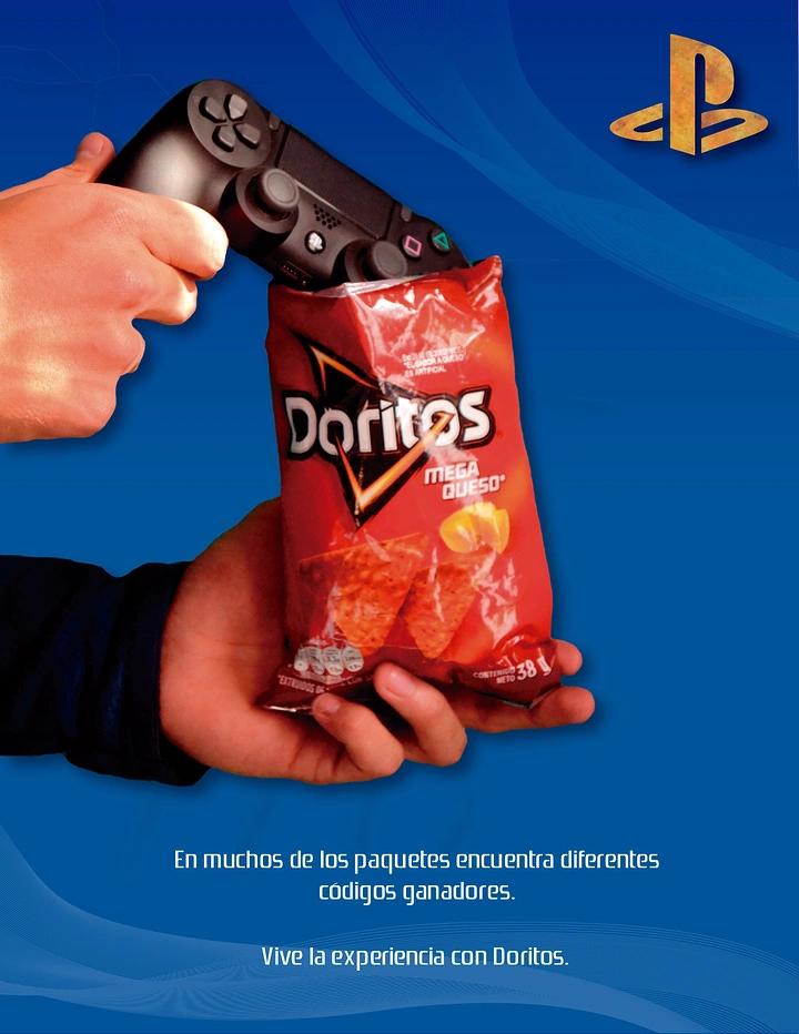 Gaming & Esports creative ad: Doritos bag plugs into controller