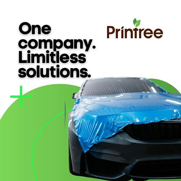 Window Tinting & Car Wraps creative ad: Car reveal supports strong wrap message