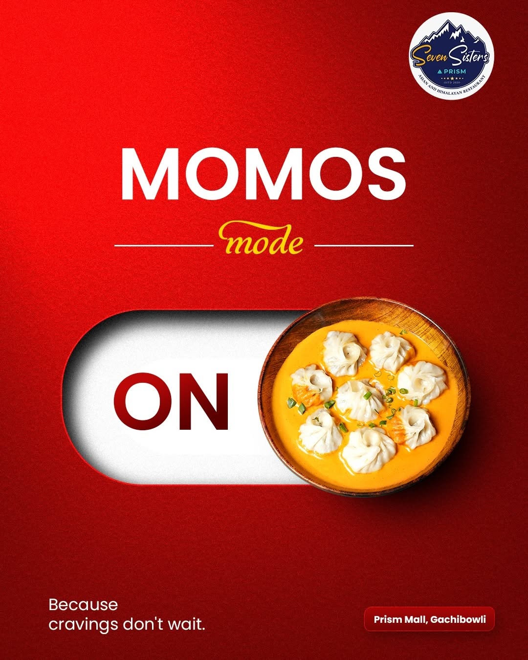 Instagram post: Momos as toggle switch 'mode ON'
