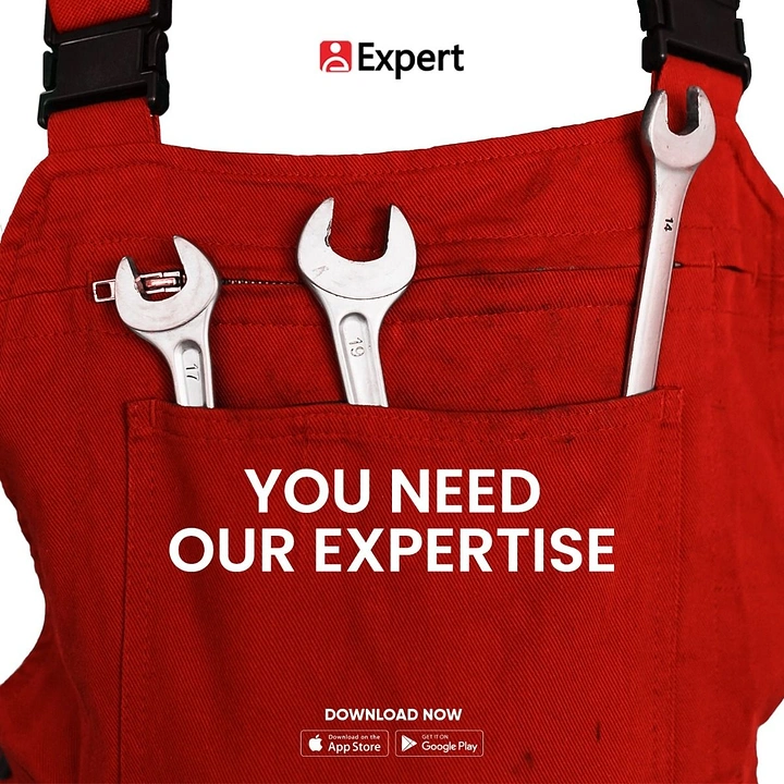 Plumbers creative ad: Overall pocket with wrenches as canvas