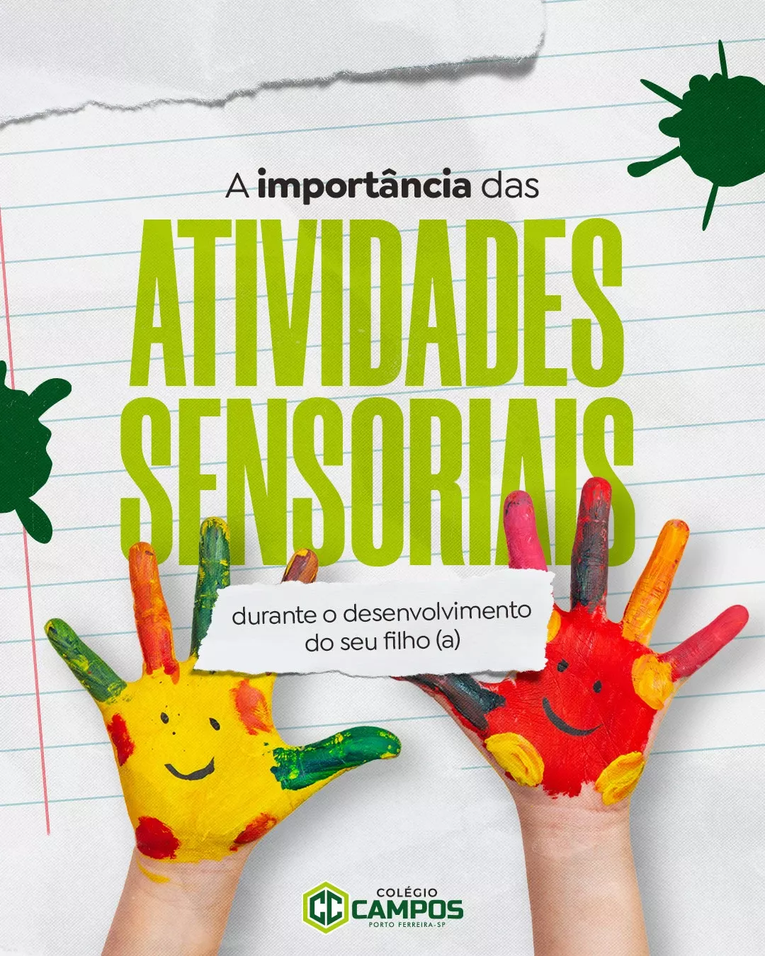 Instagram post: Painted smiley hands embody sensory learning