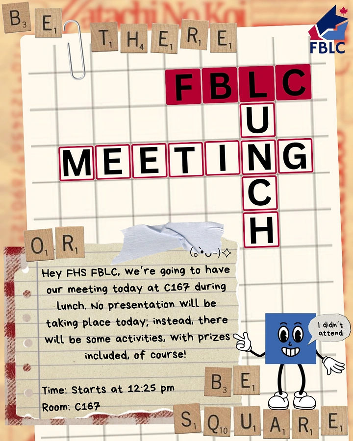 Schools & School Admissions creative ad: Scrabble tiles turn meeting into wordplay