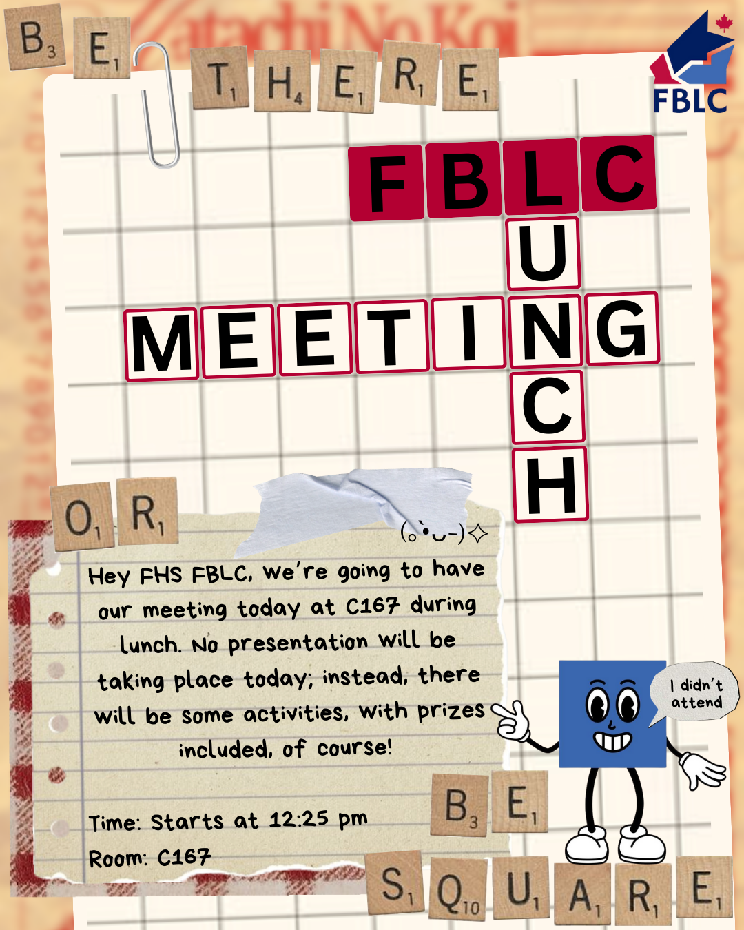 Instagram post: Scrabble tiles turn meeting into wordplay