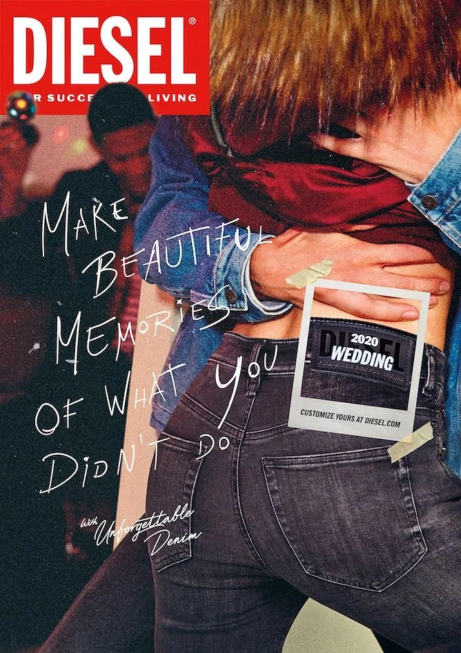 Denim & Jeans Brands creative ad: Layered editorial collage with memorable copy