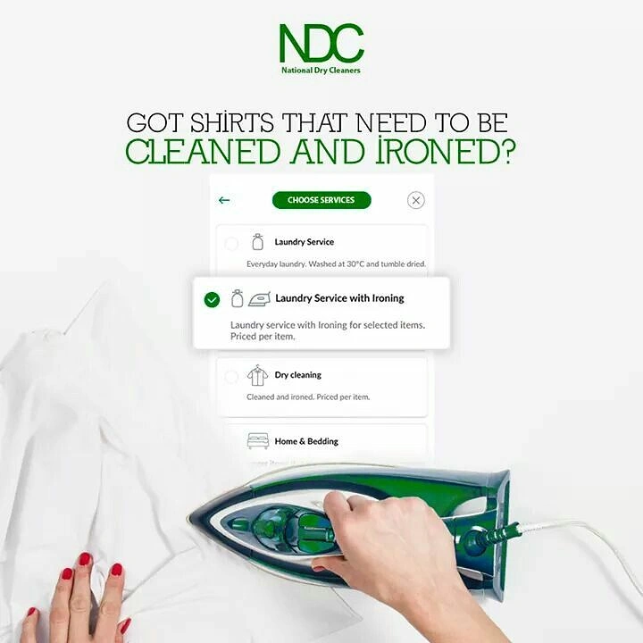Laundry & Dry Cleaning creative ad: Iron pressing app menu like a shirt