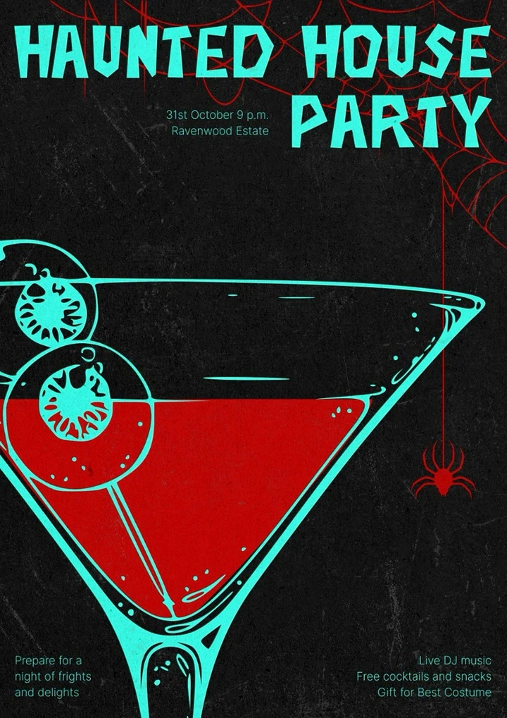 Halloween creative ad: Cocktail glass with eyeball garnish