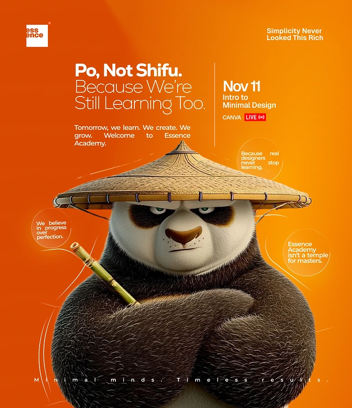 Online Courses & E-learning creative ad: Kung Fu Panda pun turns learning into concept